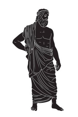 Eski Yunan tanrısı Zeus 'un pelerinli sakalı yalınayak duruyor..