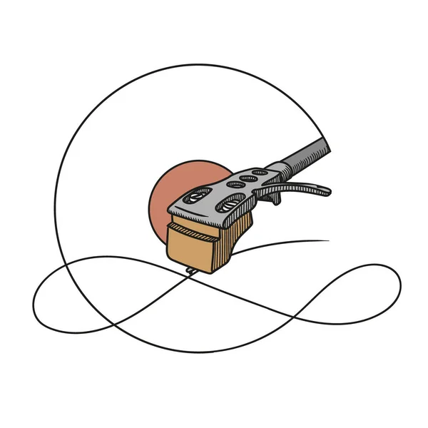 Тонеарм Пикапом Стилусом Поворотного Стола Виниловой Пластинкой Саундтреком — стоковый вектор
