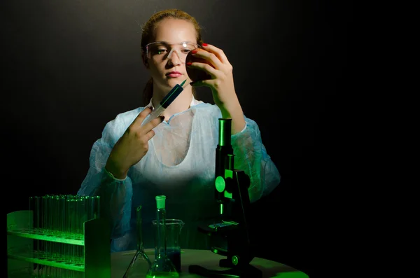 Scientist modifies genetic code of the food — Stock Photo, Image