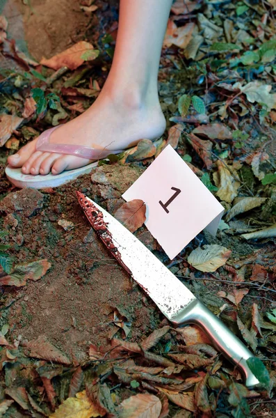 Marked object on a crime scene — Stock Photo, Image