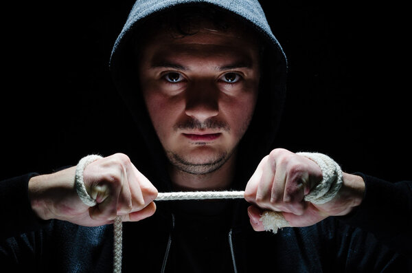 Dangerous hooded male