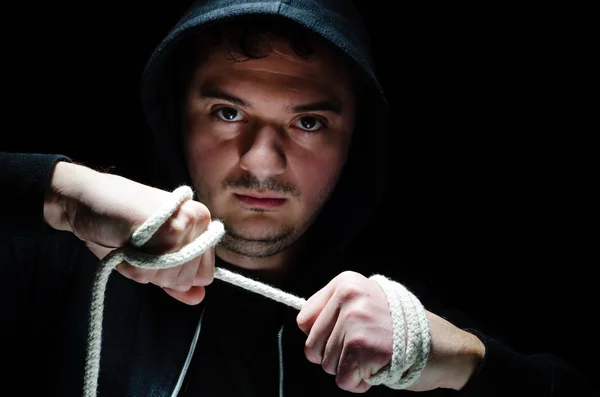 Dangerous hooded male — Stock Photo, Image