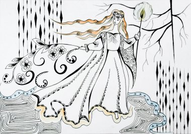 kadın romantik tarzda resim