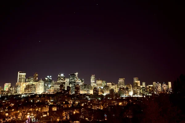 Fotos nocturnas Calgary Alberta Canadá — Foto de Stock