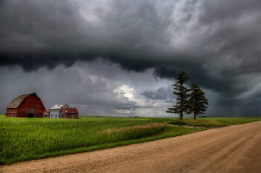 Yazın Kanada kırsalında Binbaşı Saskatchewan fırtınası