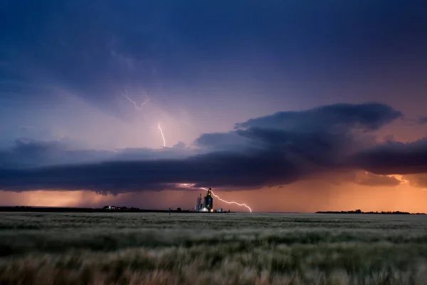 Major Lightning Saskatchewan Storm Summer Rural Canada — Stock Photo, Image