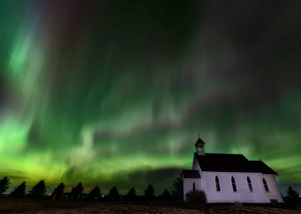 Aurora Exploze Saskatchewan Kanada Velmi Barevné Pulzující — Stock fotografie