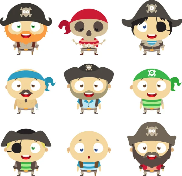 Conjunto de piratas dos desenhos animados Gráficos Vetores