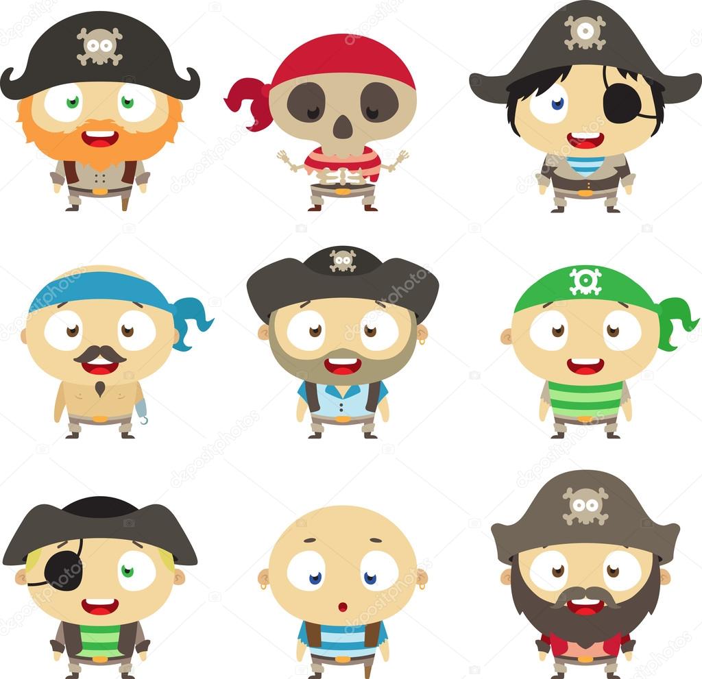 Set of cartoon pirates