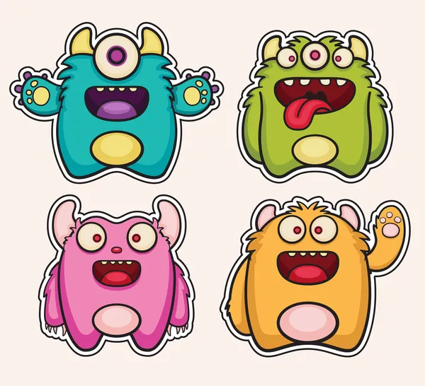 Monster stickers — Stock Vector