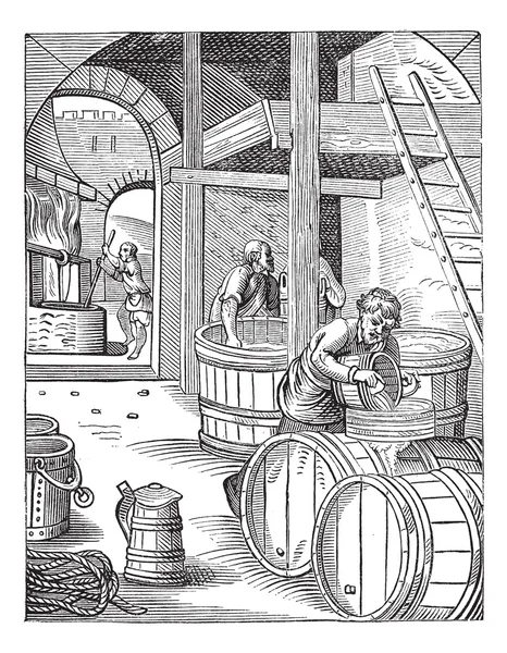 Grawerowanie sztuka trzy piwa — Wektor stockowy