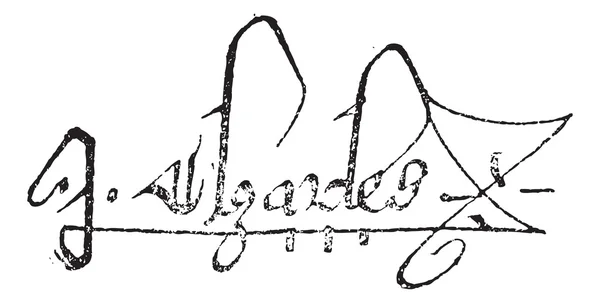 Firma de Carlos V, Rey de Francia, (1337-1380), vendimia eng — Vector de stock