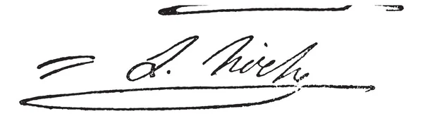 Firma de Louis Lazare Hoche (1768-1797), grabado vintage . — Archivo Imágenes Vectoriales