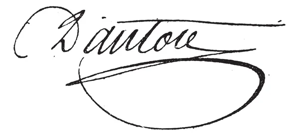 Firma di Georges Jacques Danton (1759-1794), incisione d'epoca — Vettoriale Stock