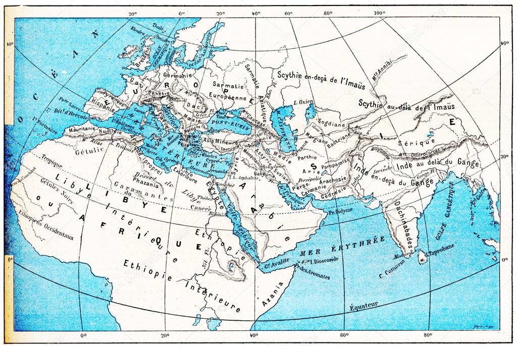 mapa evropy a afriky Mapa starověkého světa, Evropy, Asie a Afriky, vintage gravírování  mapa evropy a afriky
