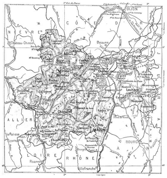 Carte du département de la Haute-Saône gravure vintage — Photo