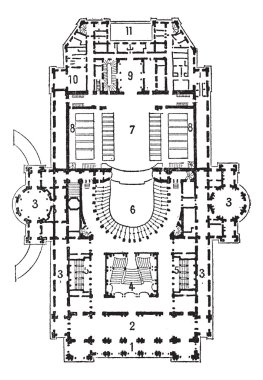 plan tiyatro, opera, paris, antika gravür.