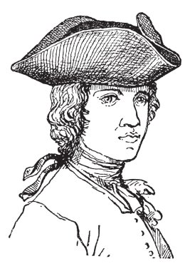 oyalı veya tricorn, antika gravür.