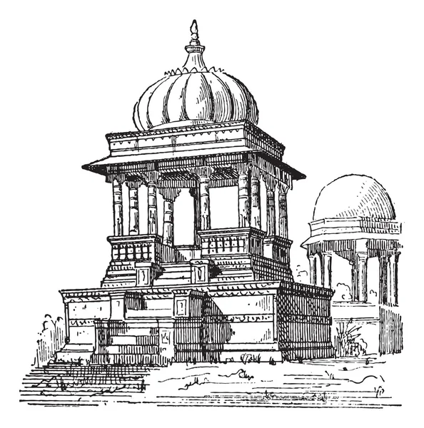 インドの墓は、ヴィンテージの彫刻. — ストックベクタ