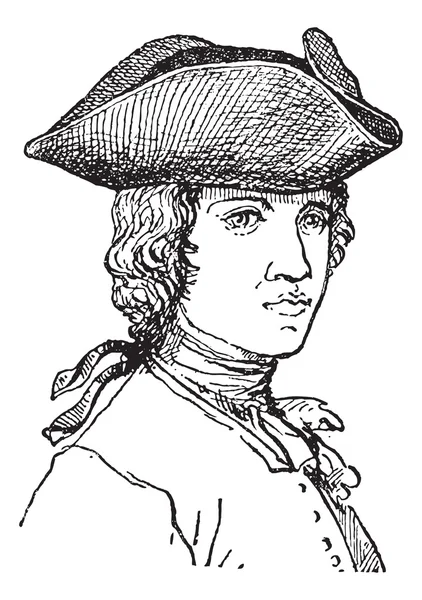 oyalı veya tricorn, antika gravür.