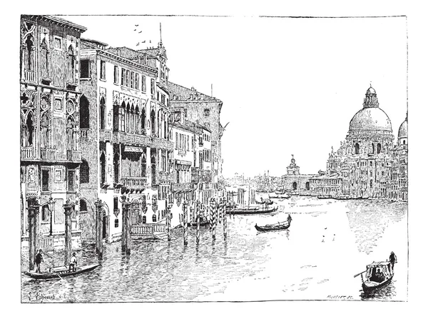 Vista del Gran Canal, Venecia, grabado vintage . — Archivo Imágenes Vectoriales