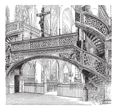 jube, kilise saint-etienne du mont, paris, Fransa, vintage tr