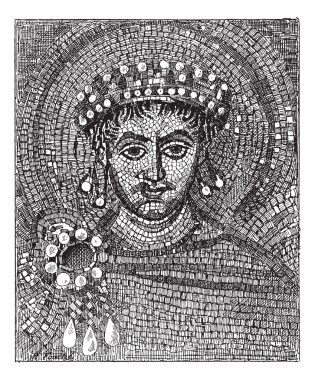 Justinian Mozaik, antika gravür.