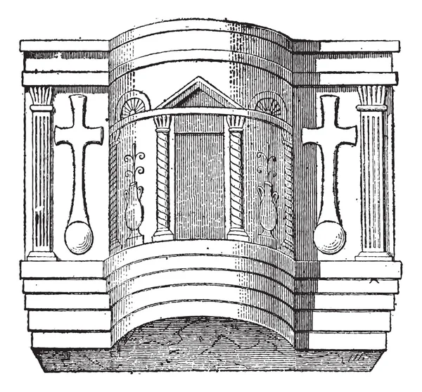 拉韦纳，大教堂的讲坛复古雕刻. — 图库矢量图片
