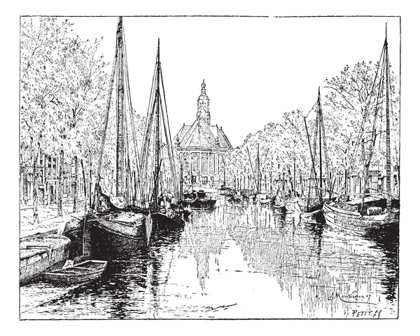 Гаага в Нидерландах, винтажная гравировка — стоковый вектор
