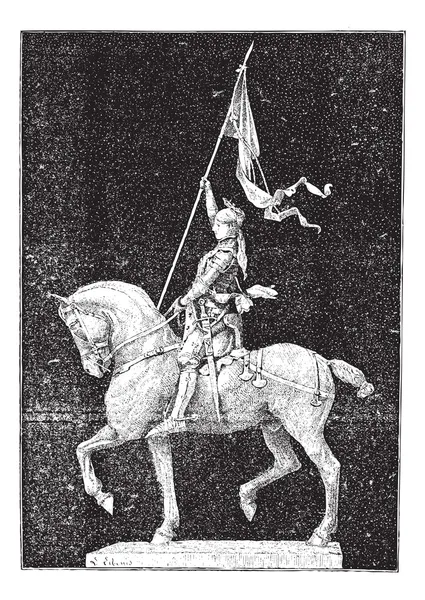Joan of Arc, dijuluki "The Maid of Orleans", ukiran antik  . Stok Ilustrasi Bebas Royalti