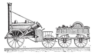 Stephenson'ın roket, antika gravür