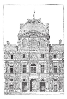 louvre Sarayı, antika gravür.