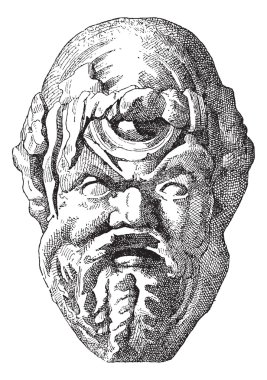 Antik Tiyatro maskesi, antika gravür