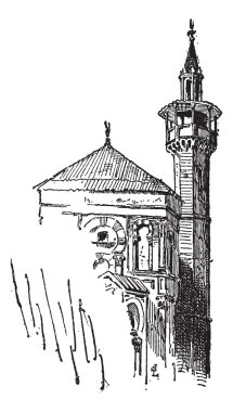 minarete, vintage grabado