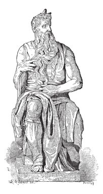 Statue of Moses, vintage engraving vector Statue of Moses, vintage engraving vector