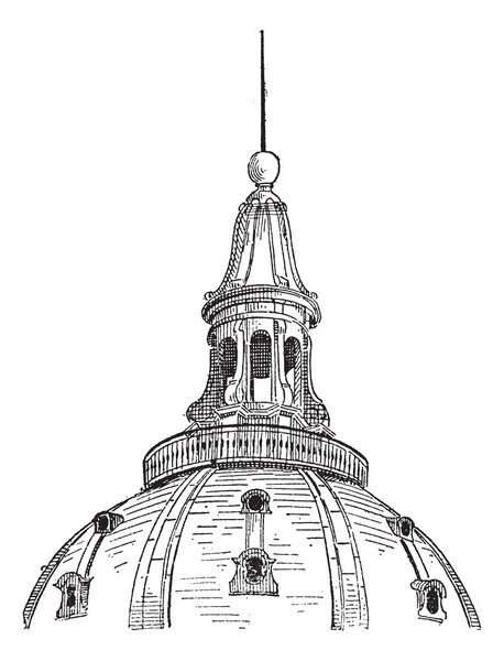 Lanterna da cúpula da Sorbonne em Paris, gravura vintage . — Vetor de Stock