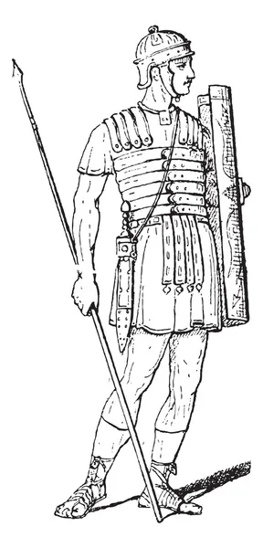 Romeinse legioensoldaat, vintage gravure — Stockvector