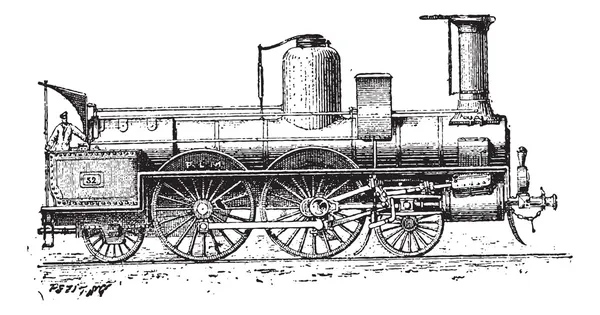 Locomotive à grande vitesse, gravure vintage — Image vectorielle