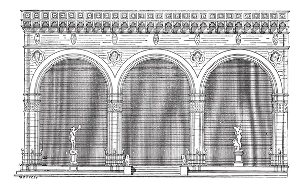 Vue sur l'élévation, gravure vintage — Image vectorielle