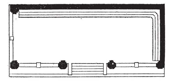 Вид на план, винтажная гравировка — стоковый вектор