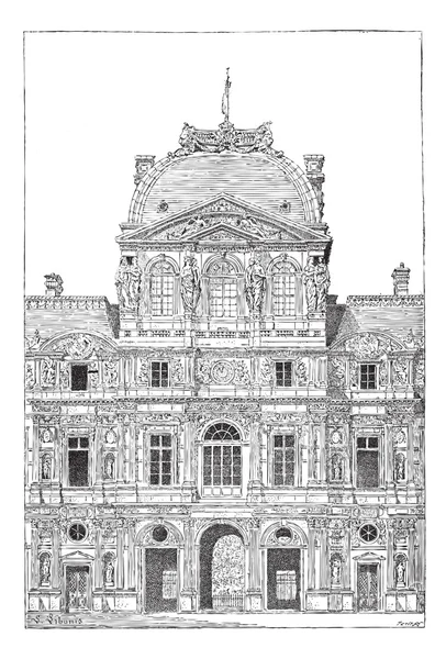 The Louvre Palace, vintage engraving. — Stock Vector