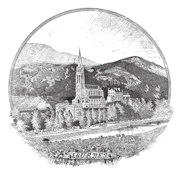 Bizim kadın, Lourdes, Fransa, vintage e tespih Bazilikası