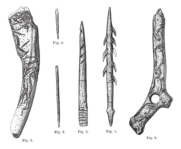 Magdalenian Tools and Weapons, gravura vintage —  Vetores de Stock