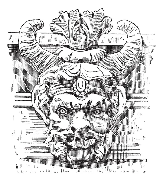 Masque grotesque, gravure vintage — Image vectorielle