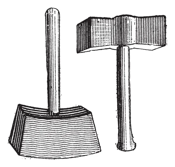 塊のハンマー、ヴィンテージの彫刻 — ストックベクタ