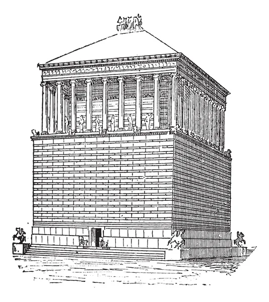 Tumba del Mausoleo o Mausoleo en Halicarnaso, en Bodrum, Turke — Vector de stock