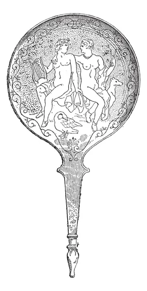 Греческое зеркало, винтажная гравировка — стоковый вектор