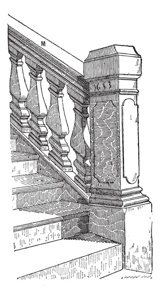 Staircase Handrail, vintage engraving — Stock Illustration Staircase Handrail, vintage engraving Stock Illustration
