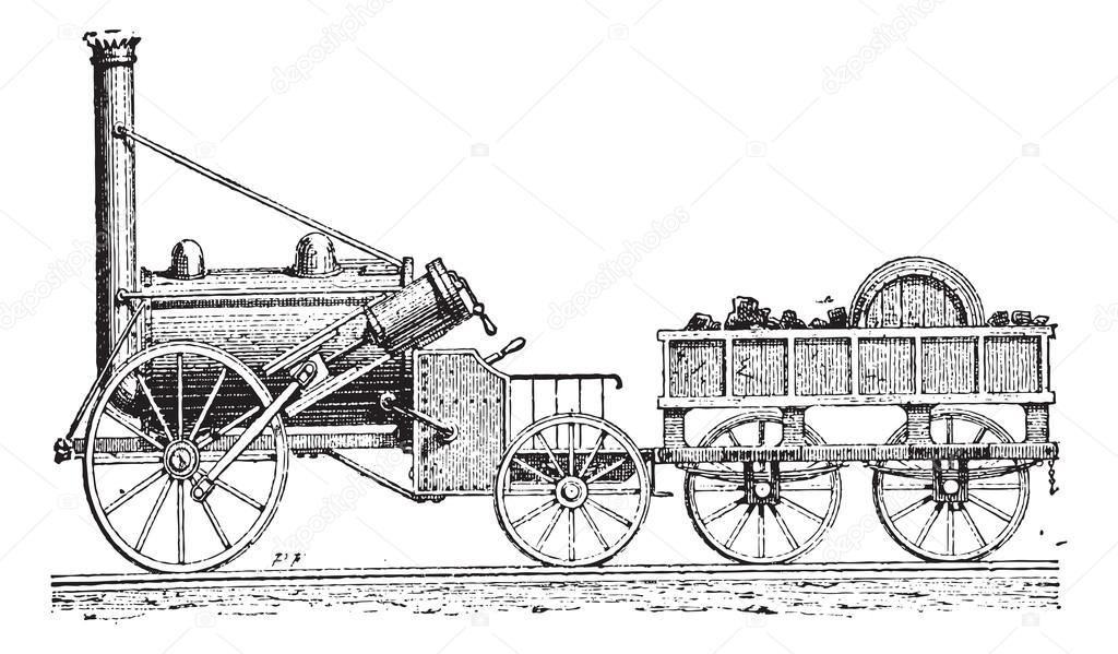 Stephenson's Rocket, vintage engraving