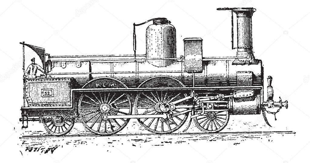 High-speed Locomotive, vintage engraving